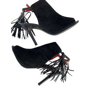 Womens Charles Jourdan Sz 6 Black Suede Leather Shoes High Heel 6070